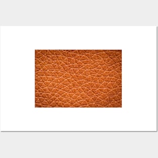 Closeup detail of brown leather texture background. Posters and Art